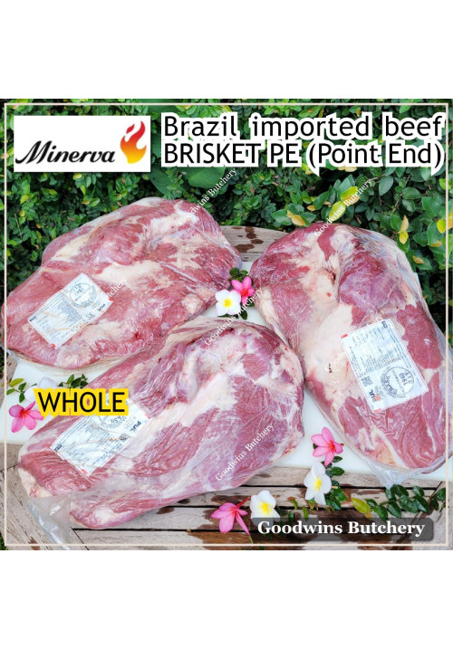 Beef BRISKET PE (Point End) frozen for smoke soup tongseng rawon semur Brazil MINERVA whole cut +/- 5.5 kg/pc (price/kg)